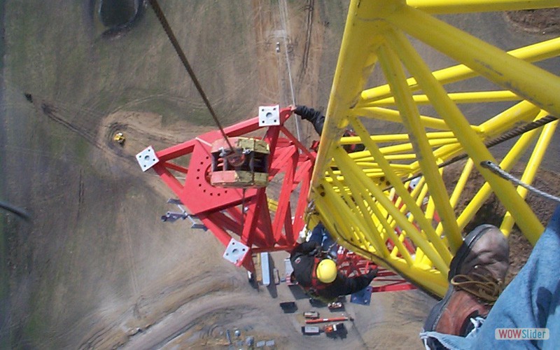 The top section of a 750 foot tower - Going up